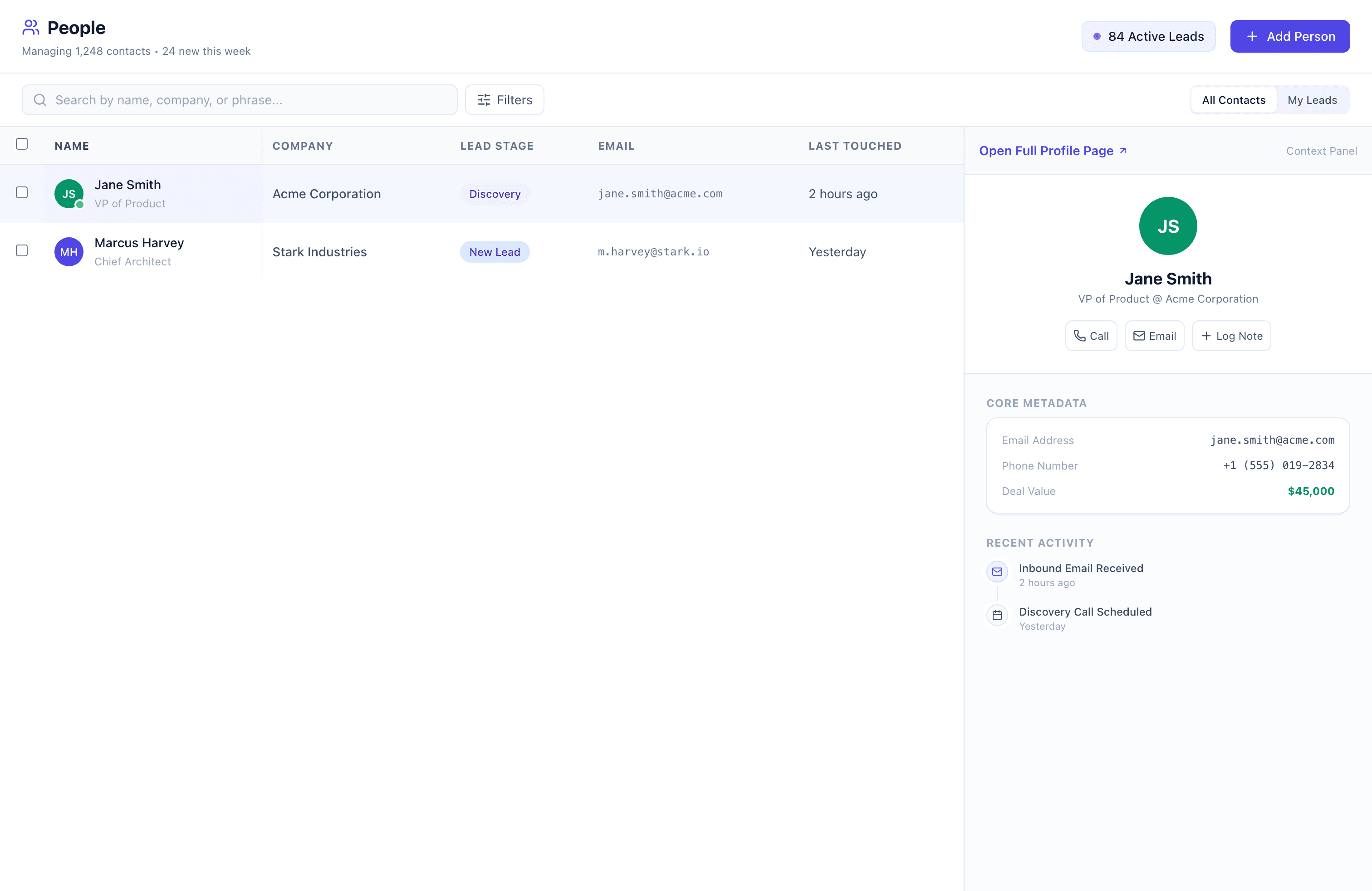 Contacts and companies
